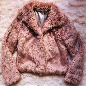 Mauve faux fur coat